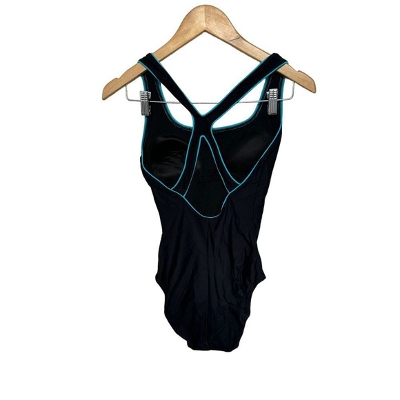 Speedo | Women's bathing suit | black one piece with teal trim. Size 6 - Picture 3 of 6